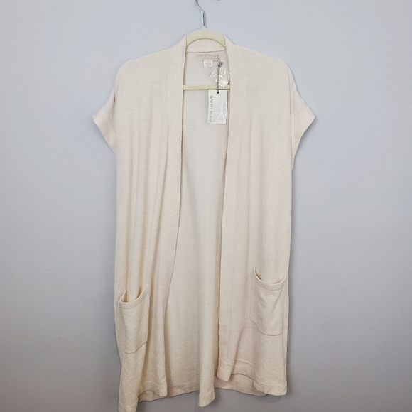 Barefoot Dreams Womens CozyChic Ultra Lite Sleeveless Long Cardigan Sz L NWT - Picture 2 of 16